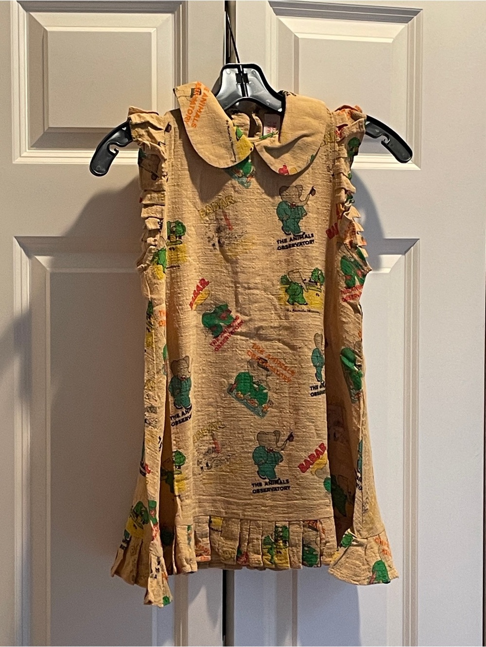 TAO the animal observatory elephants print Sleeveless Peter Pan Collar Dress